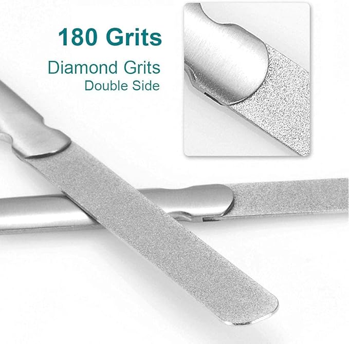 Diamond Nail File for Natural Nails, 4.6 Inch Double Sided 180 Grits Emery Boards Metal Toe Nail Files for Thick Toenails and Fingernail (1 Pack)