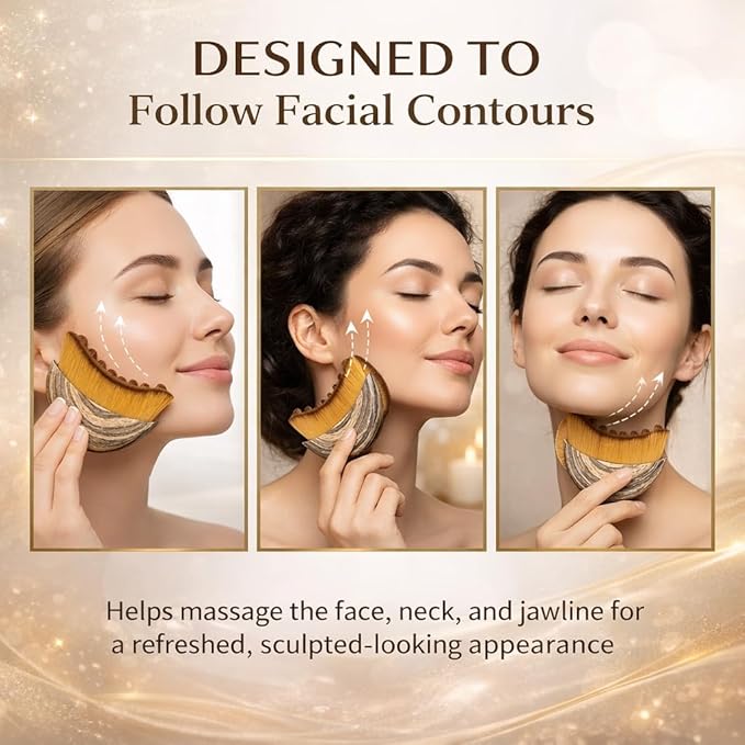 Lymphatic Contour Face Brush, Ergonomically Designed to Fit The Skin Precisely and Relieve Fatigue, Facial Massage Brush for Drainage & Sculpting- Anti-Puffiness, Detox & Lift, Dry Brushing Face