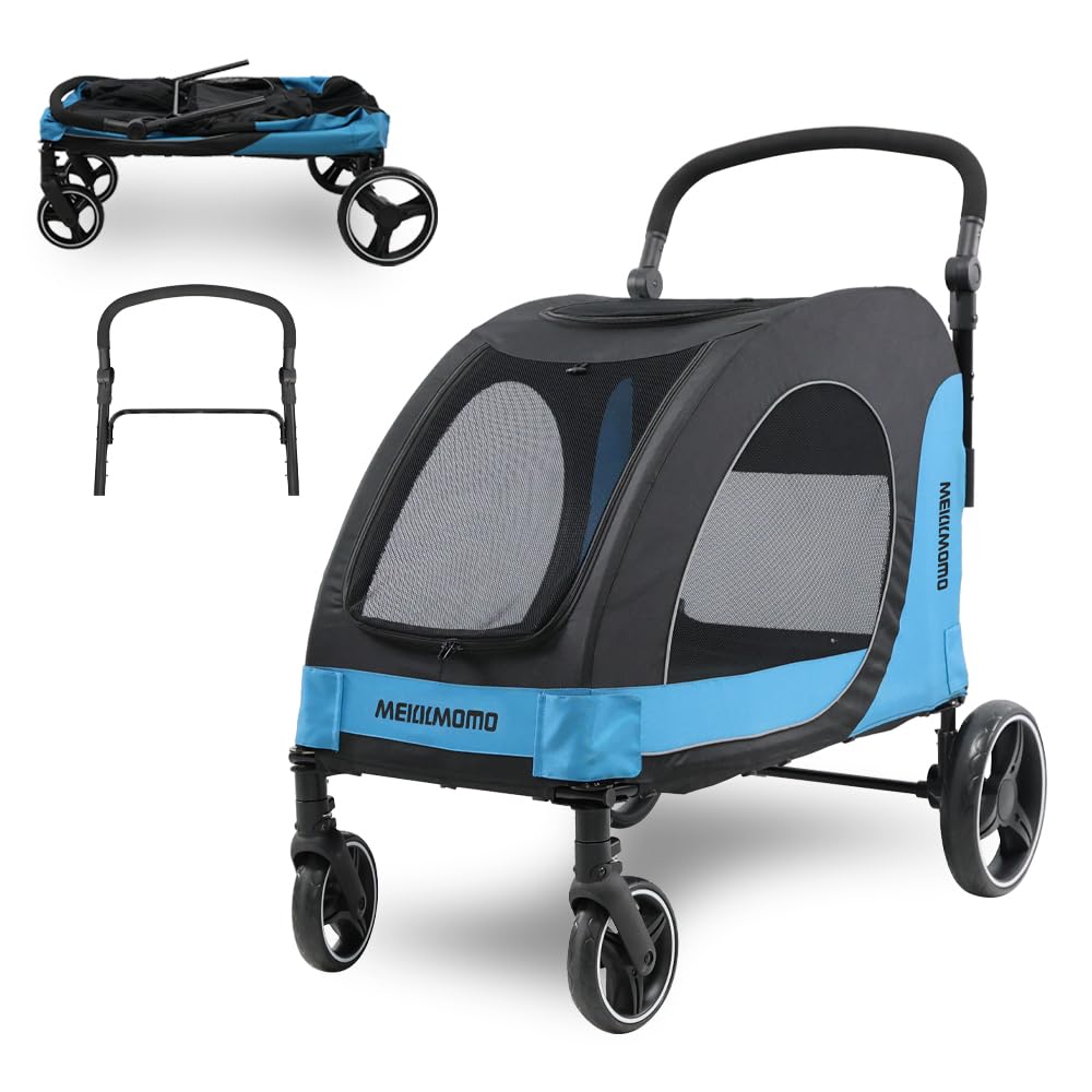 MekkMomo Pet Stroller for Large Dogs, All Terrain 4 Wheels for Jogging Running, Dog Stroller for Large Dogs Up to 88lbs, Foldable Dog Strollers with Adjustable Handle & Breathable Mesh