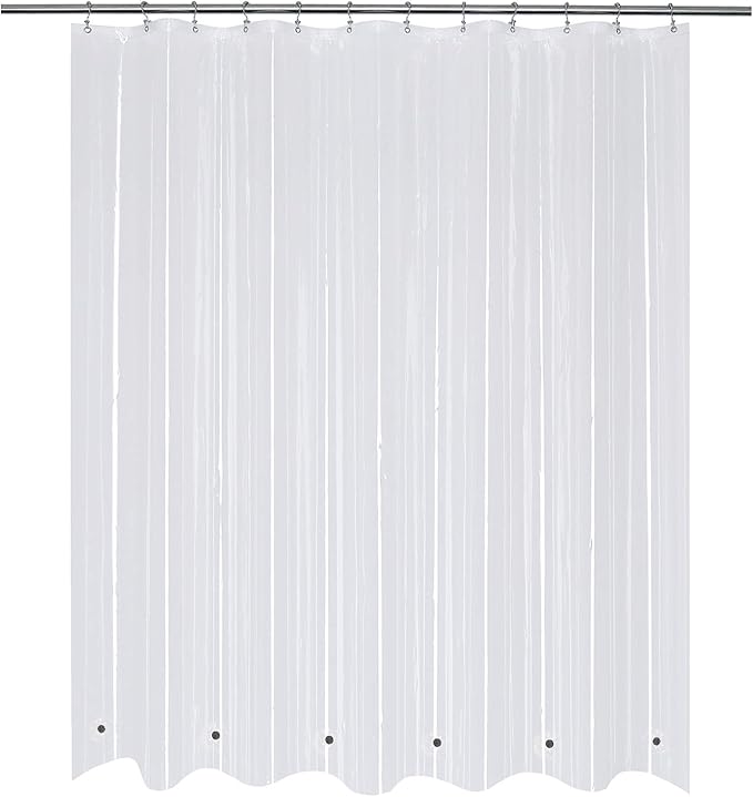 Mrs Awesome 72x68 Shorter Shower Curtain Liner with 6 Magnets Clear PEVA Waterproof Plastic Shower Curtain 72 x 68 inches, Clear