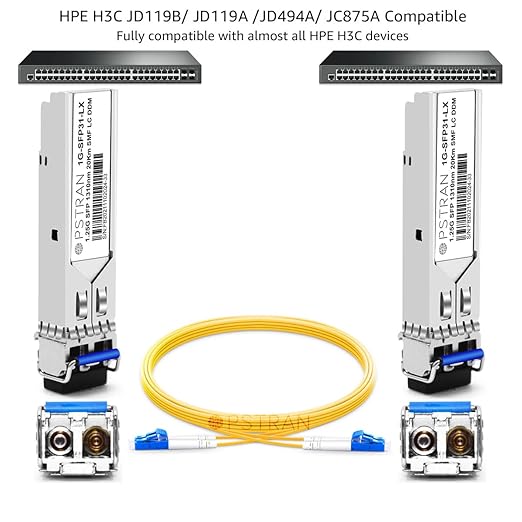 OPSTRAN 1000BASE-LX/LH SFP Optical Transceiver Module Compatible with HPE H3C JD119B JD119A JD494A JC875A 1310nm 20km DOM Duplex LC SMF 4 Pack