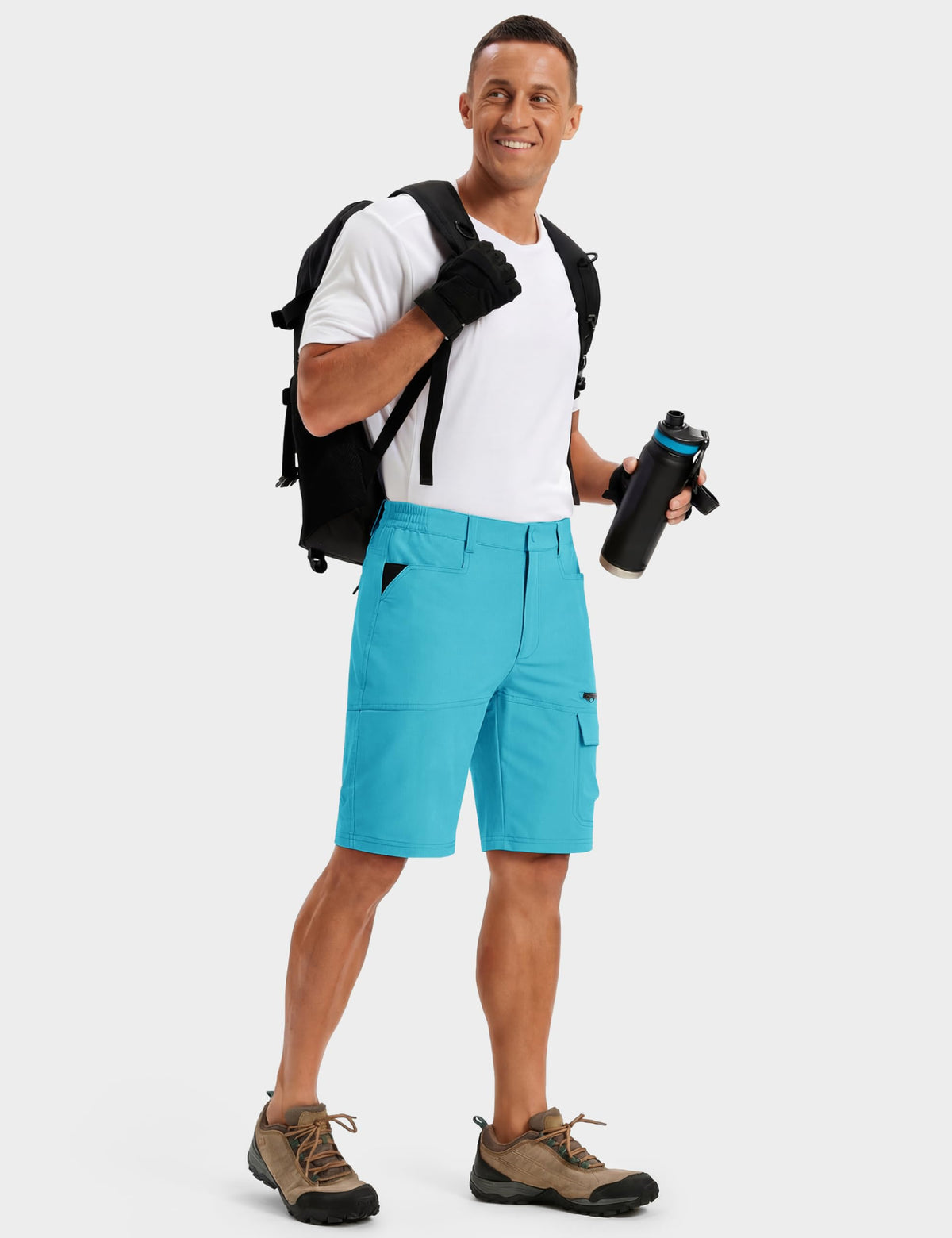 TACVASEN Shorts for Men Hiking Outdoor Shorts Quick Dry Casual Breathable Fishing Golf Dress Cargo Summer Shorts Ice Blue 38