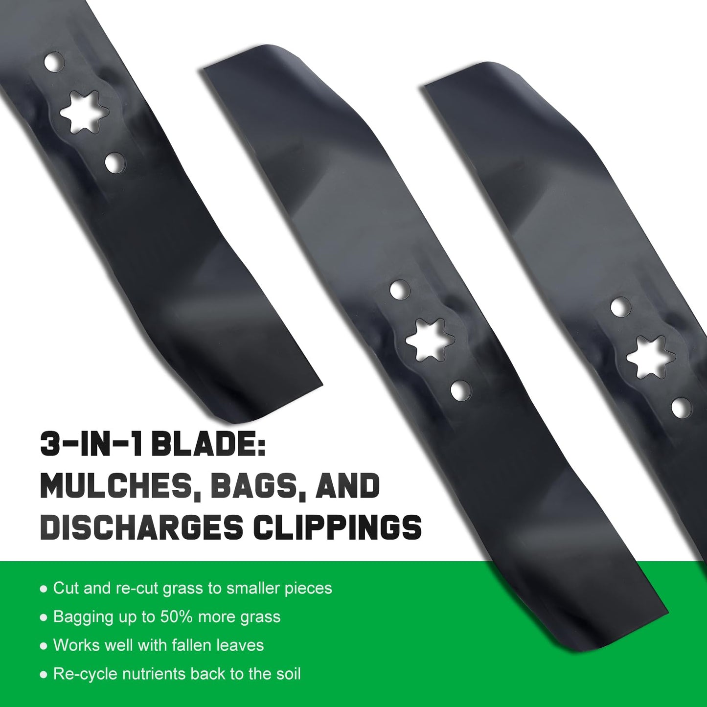 Grasscool 942-0611A 942-0612A Mower Blades for Cub Cadet 46'' Deck Riding Mower Lawn Tractor LT1045 LT1046 Replace 942-04125 942-04124 942-0611 942-0612 942-0616 Mulching