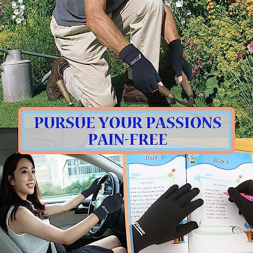 Big Mango 2 Pairs Pack Copper Arthritis Gloves, Compression Gloves for Women Men Relieve Pain from Rheumatoid Arthritis, Carpal Tunnel, Swelling, Everyday Hands Support (Open Finger + Full Finger, L)