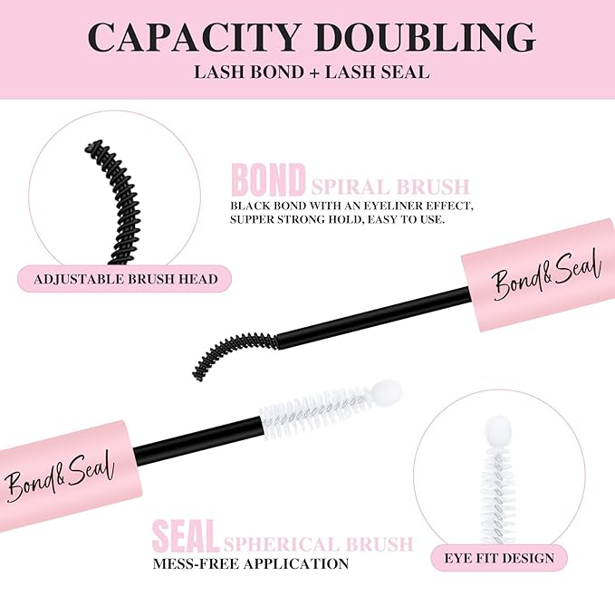 Mayhug Lash Cluster Glue Bond and Seal Kit with Lash Glue Remover and Tweezers Long-Lasting, Waterproof For DIY Eyelash Extension At Home Use Beginners Friendly Kit 4-in-1