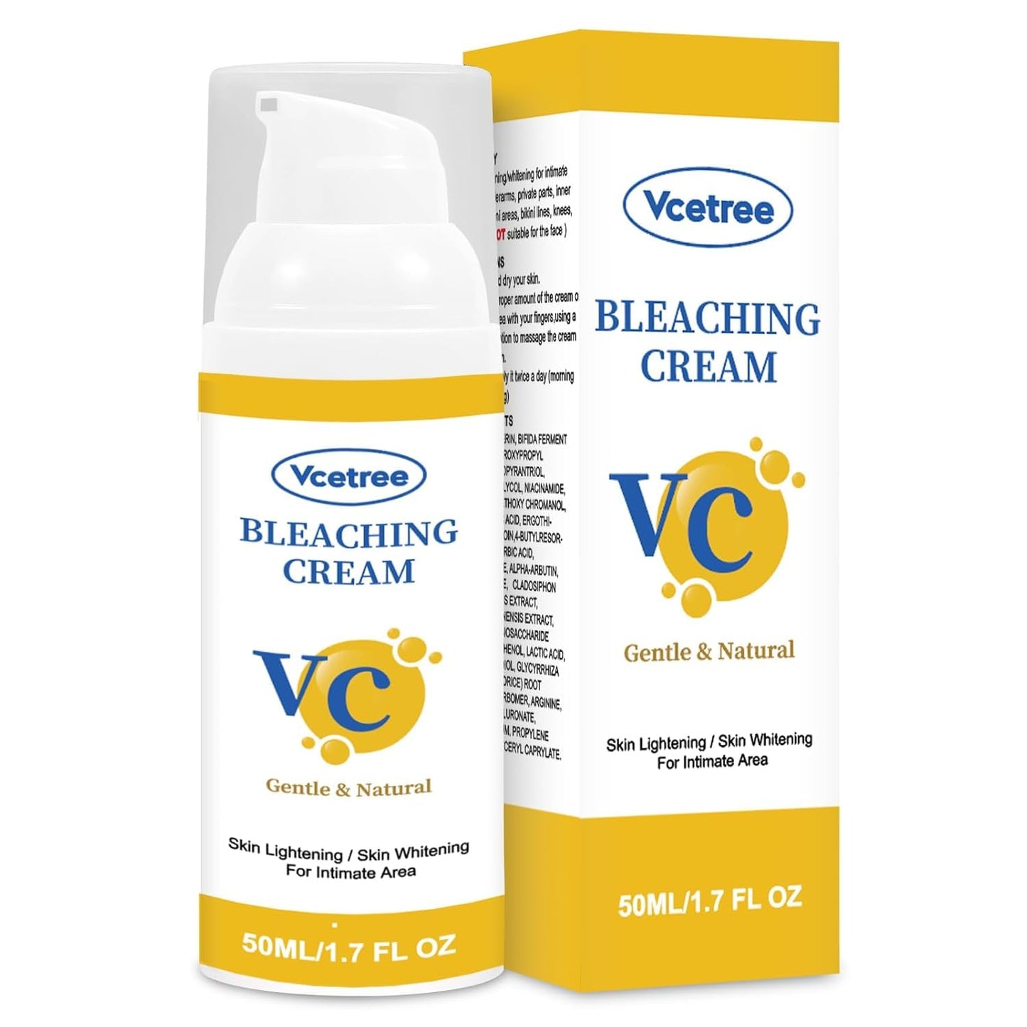 Skin Bleaching Cream Skin Lightening for Body Intimate Areas, Private Parts, Underarm, Knees, Elbows, Inner Thigh, Bikini Area, Whitening Cream Dark Spot Remover For Intimate Areas (1.7FL OZ)