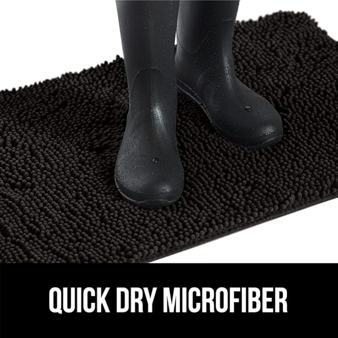 GORILLA GRIP SoakSTOPPER Dog Door Mat, 36x24 Machine Washable Rug Absorbent Doormat Captures Moisture Mud Dirt, Quick Dry Soft Chenille Entryway Rugs Indoor Entrance Mats for Dog Paws, Black