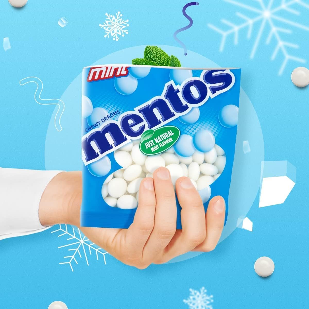 Mentos Mint Flavour Chewy Dragees, Breath Freshening Sweets - 3 x 150 g