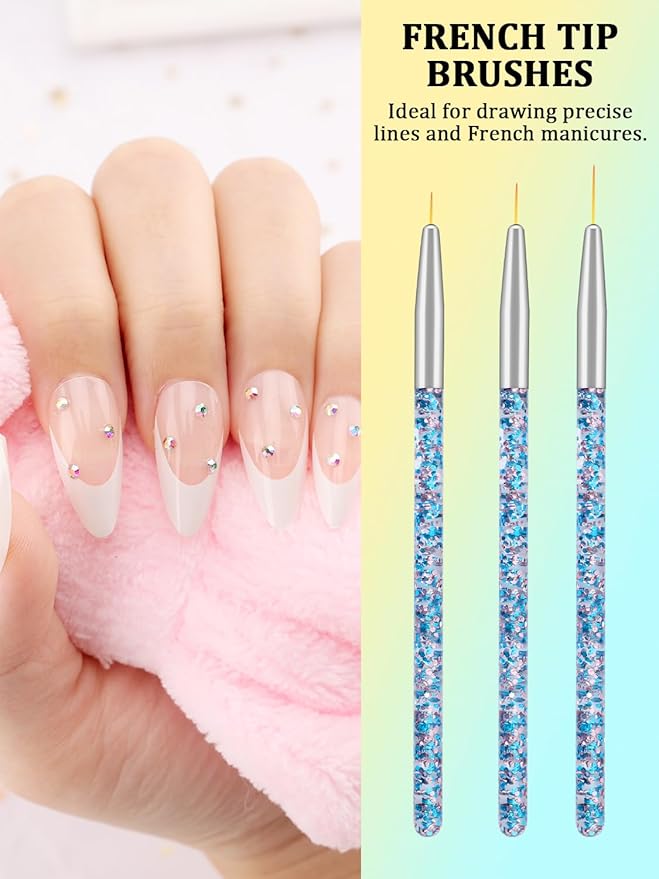 Nail Art Tools Set, Nail Stand for Press on Holder for Painting Nails, Nail Art Brushes, Liner Brushes, Nail Dotting Tool, Must Haves Design Tools Supplies Kit for Nail Tech & Beginners (White)