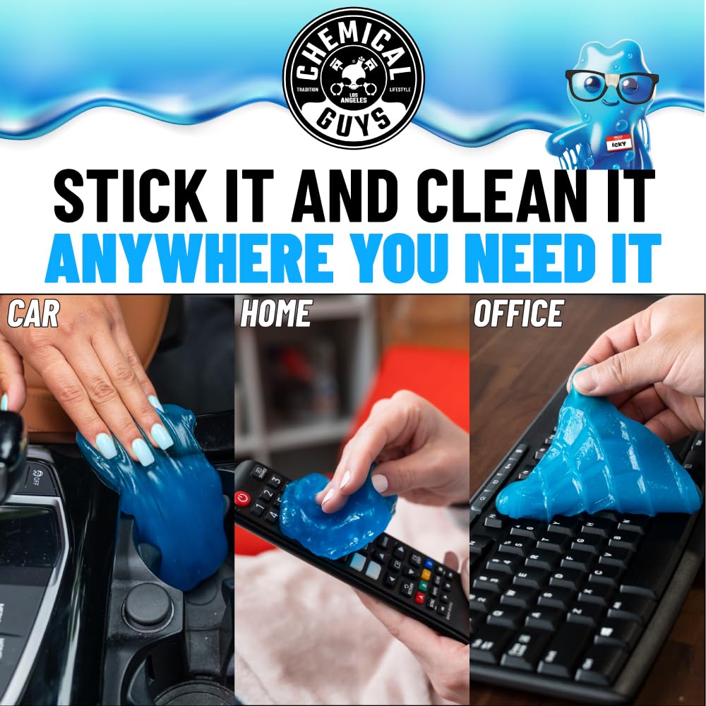 Chemical Guys Sticky Icky Car Cleaning Gel, Green Apple, Interior Car Cleaner, Reusable Automotive Crevice & Interior Dust Cleaner for Air Vents, Consoles, Cup Holders & Keyboards, 4 Pack (100g Each)