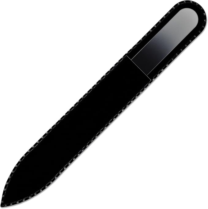 Mont Bleu Rainbow Crystal Nail File in Black Pouch - Czech Tempered Glass - Handmade in Bohemia (Czech Republic)