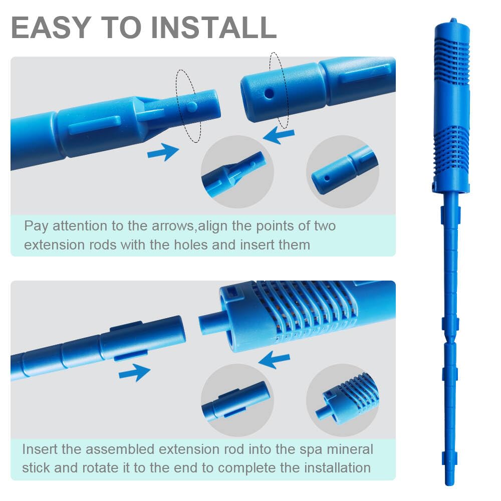 OBMAO Spa Mineral Sticks for Hot Tub Supplies，Hot Tub Stick with 4 Months Lifetime Universal for Pool&Hot Tub (Blue,2PCS)