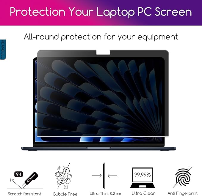 16" Privacy Screen Protector | 9H Tempered Glass with Anti-Blue Light & Anti-Glare | Universal Fit for HP, Dell, ASUS, Samsung, Lenovo, Acer, MSI 16:10 Laptops (Wide-Angle Privacy + Eye Comfort)"
