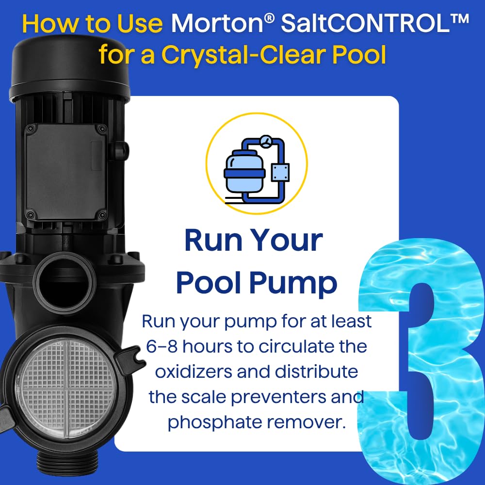 Morton SaltCONTROL | 5-in-1 Pool Enhancer for pH Balance, Scale Prevention & Water Clarity | Compatible with All Pool Types | Weekly Use | 32oz