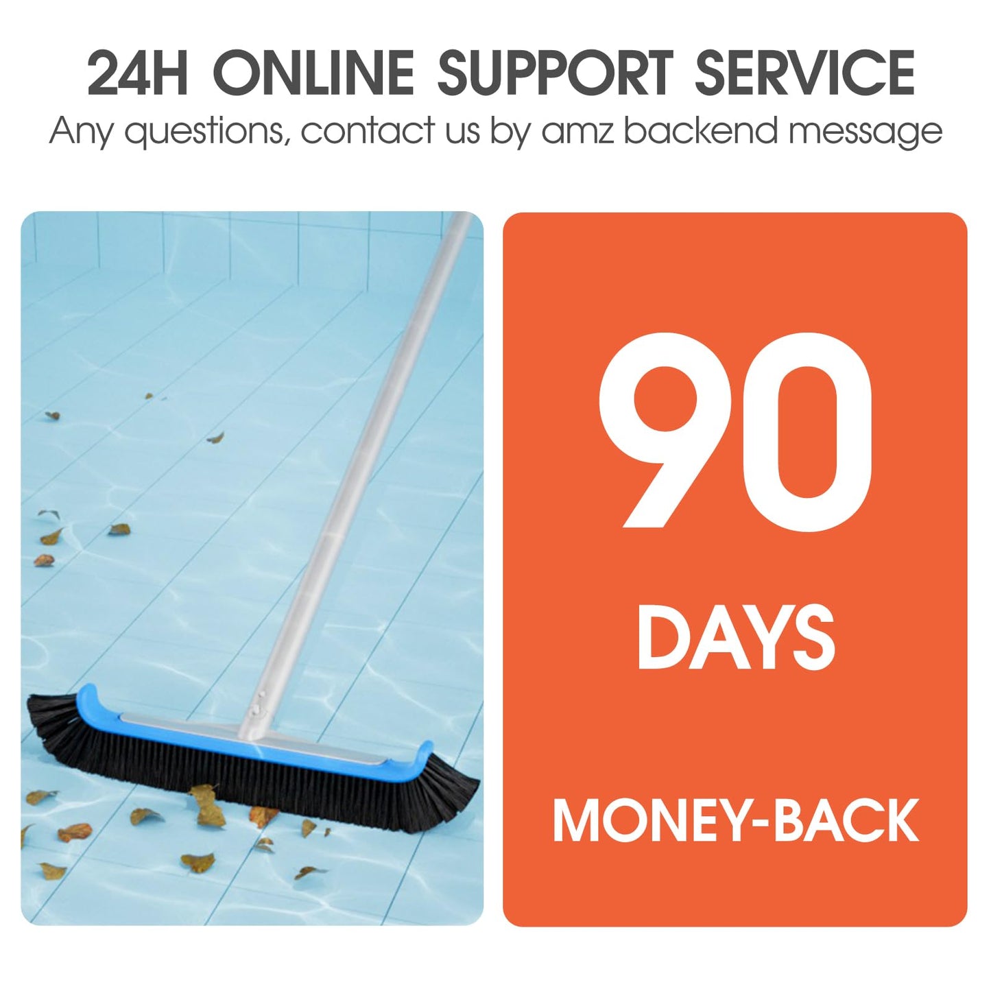 TidyMister Pool Brush 17.5'' Heavy Duty Swimming Pool Brushes for Cleaning Pool Walls & Tiles & Floors & Corners Scrub Brush Head Reinforced Aluminum Back