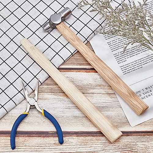 PH PandaHall 1pc Ball Peen Hammer with Two Spare Wooden Handle 4oz Dual-Headed Carbon Steel Hammer Heavy-Duty Metalworking Hammer for Household Workshop Metal Forming Repairing Rivet, 7.8"
