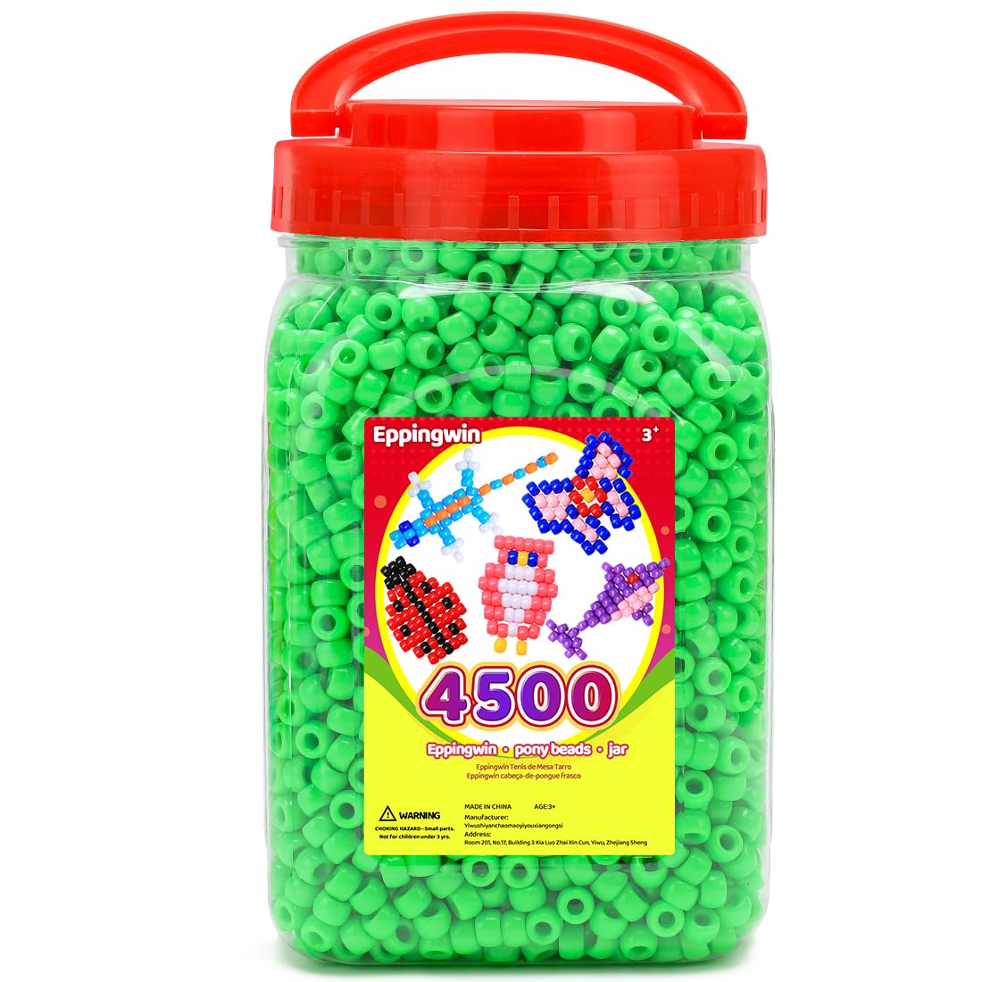 2.5 lb Wholesale Large Pony Beads (6x9 mm) Bucket, Easy Storage Glitter Beads Bulk, Over 4500 Pony Bead for Jewelry Making, Crafts (Glitter)
