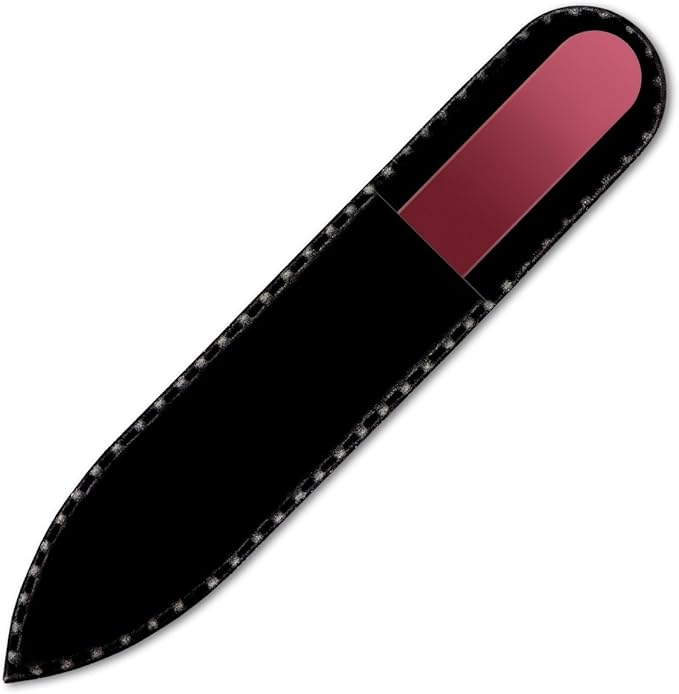 Mont Bleu Rainbow Crystal Nail File in Black Pouch - Small/Purse Size - Czech Tempered Glass - Handmade in Bohemia (Czech Republic)