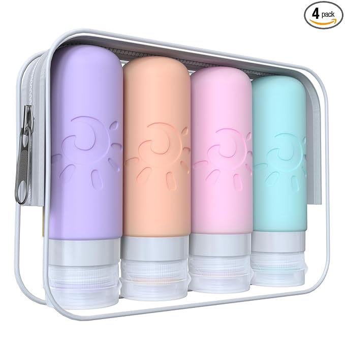 Zafit Travel Bottles for Toiletries, TSA Approved Travel Containers 3oz Leak Proof Travel Tubs Refillable Liquid Travel Accessories for Shampoo Conditioner Lotion Body Wash(Multicolored C)