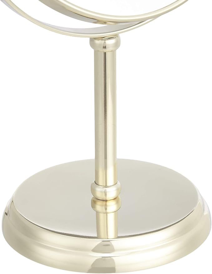 Amazon Basics Tabletop Magnifying Vanity Round Mirror with Clear Reflection, 1X/5X Magnification, Iron Frame, 7.2" x 4.92", Gold