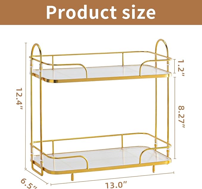 2 Tier Corner Bathroom Counter Organizer, Cosmetic Skincare Organizer, Bathroom Countertop Perfume Tray Vanity Organizer, Kitchen Spice Corner Storage Shelf | Cosmetic Skincare Organizer