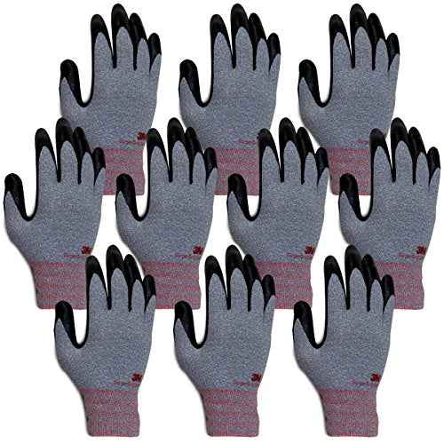 3M Super Grip 200 All Day Comfort Nitrile Foam Coated Work Gloves -10 Pairs (Medium, Gray)