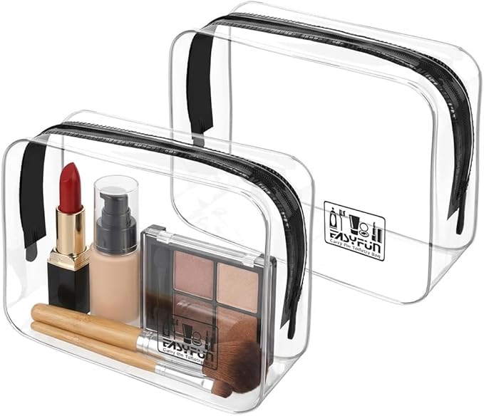EASYFUN Toiletry Bag 2pcs TSA Approved Travel Clear Toiletry Bag for Men and Women Travel Accessories Quart Size Toiletries Cosmetic Pouch Makeup Bags