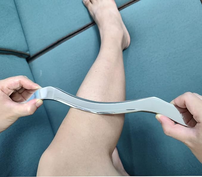 Muscle Scraper Stainless Steel Gua Sha Scraping Massage Tool,IASTM Tools, Great Soft Tissue Physical Therapy 14 Inch Long（Double Edge）
