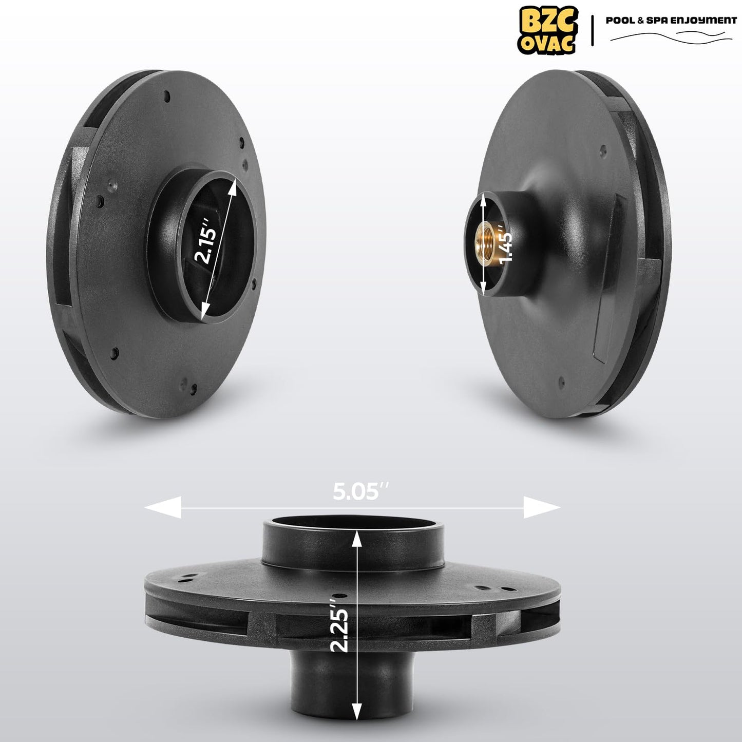 Bzcovac 073131 Impeller Compatible with WhisperFlo and IntelliFlo 3 HP Pool and Spa Pumps, Black