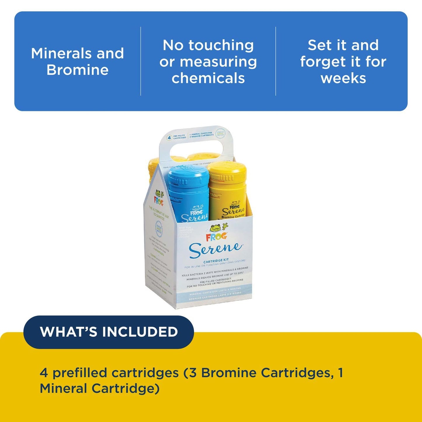FROG Serene Replacement Mineral and Bromine Cartridge Kit for use with Hot Tub FROG Serene Floating Sanitizing System - Prefilled for Quick & Easy Hot Tub Maintenance - 3 Month Bundle