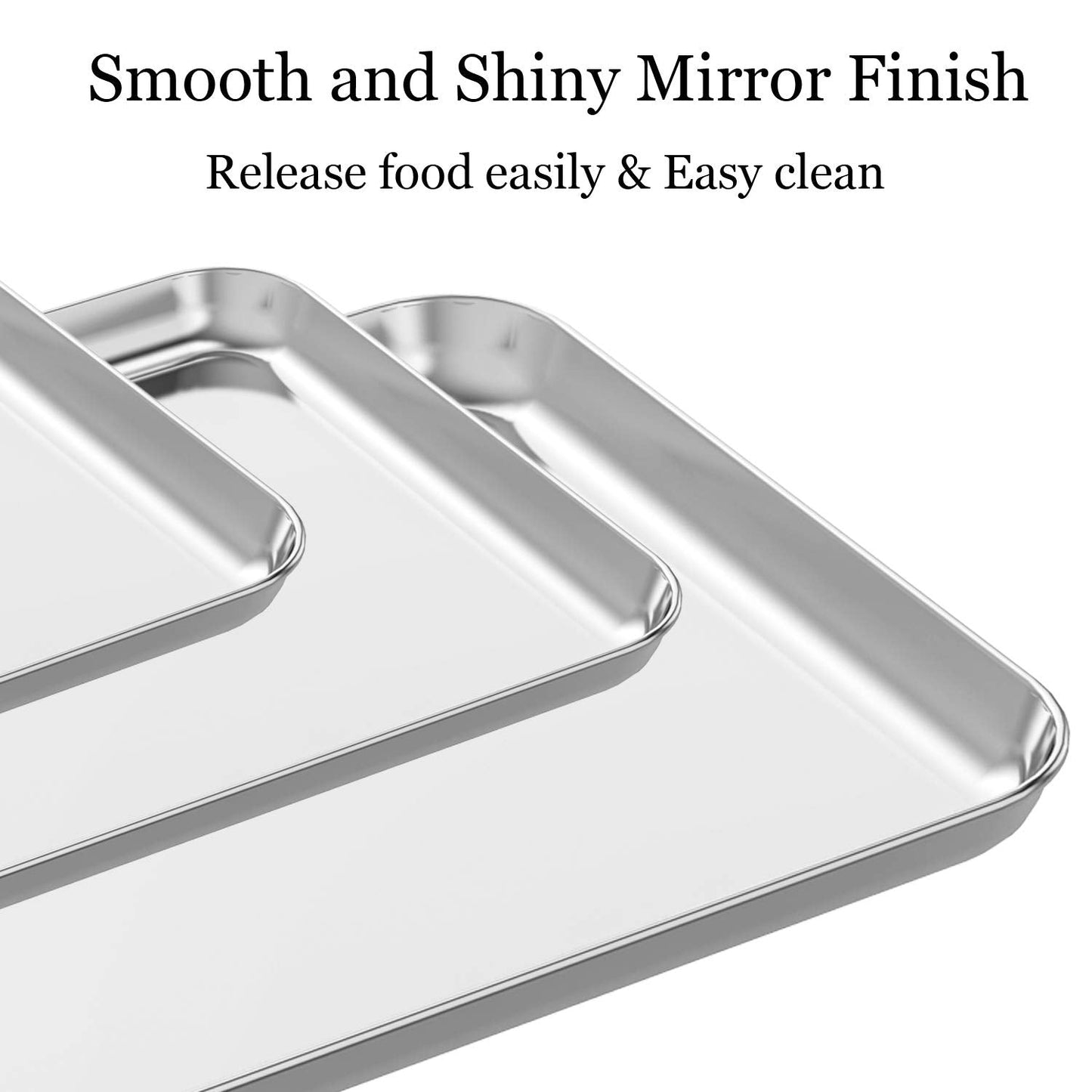 Wildone Baking Sheet Set of 3, Stainless Steel Cookie Sheet Baking Sheet Pan, 9/12/16 Inch, Non Toxic & Heavy Duty & Easy Clean
