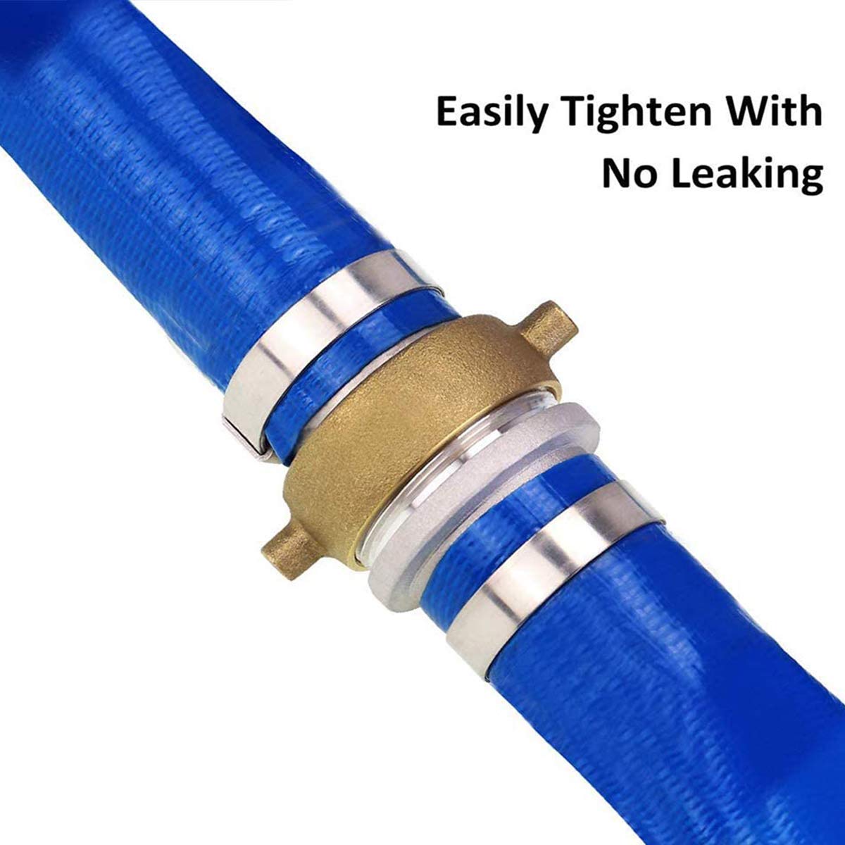 2" x 50' Blue PVC Backwash and Discharge Hose for Swimming Pools, Heavy Duty Reinforced Flat Pool Hose with Aluminum Pin Lug Fittings