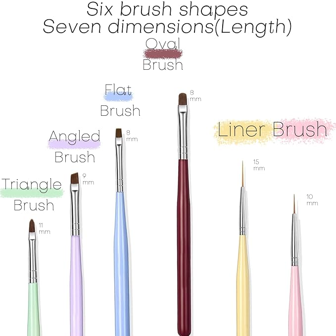 Nail Art Brushes, Nail Design Painting Brush Set with Nail Polish Brush, Nail Liner Brush, Nail Extension Gel Brush, Builder Nail Gel Brush, and Multi-Size Dotting Pens for DIY Nail Art