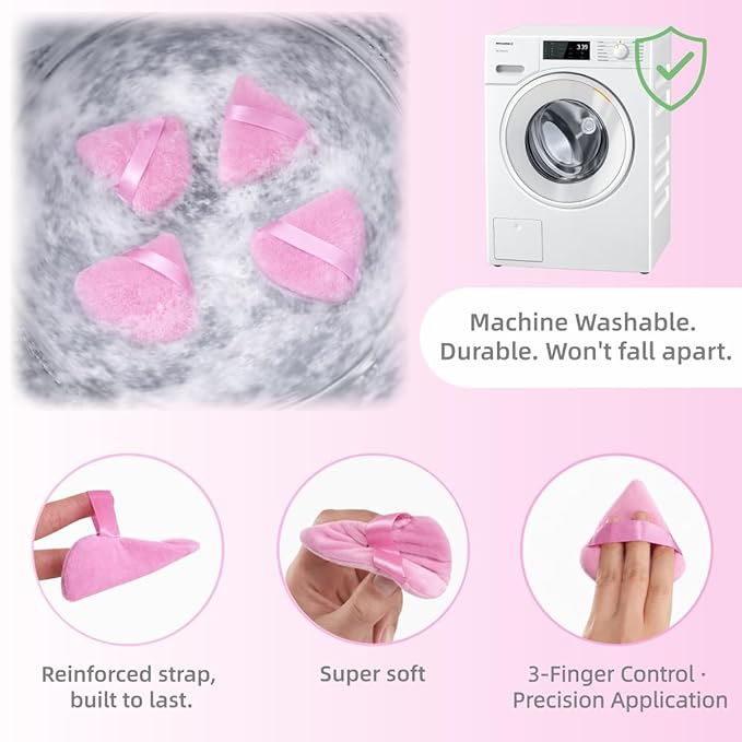 20 Pcs Makeup Sponges Set Beauty Blender Triangle Puffs Mini Sponge Spa Headband & Wristband Remover Pad Cosmetic Applicator for Powder Foundation Liquid Cream Multi - Functions Kit (Pink)