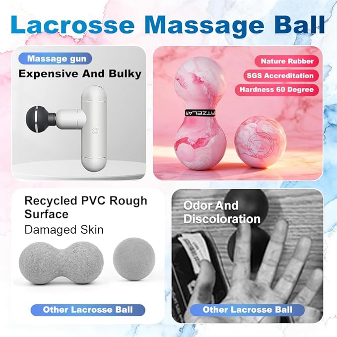 2PCS Massage Lacrosse Balls for Myofascial Release, SGS Certification, Massage Deep Tissue for Foot Back Shoulder Feet, Trigger Point Therapy, Relieving Muscle Pain (2 Pieces)