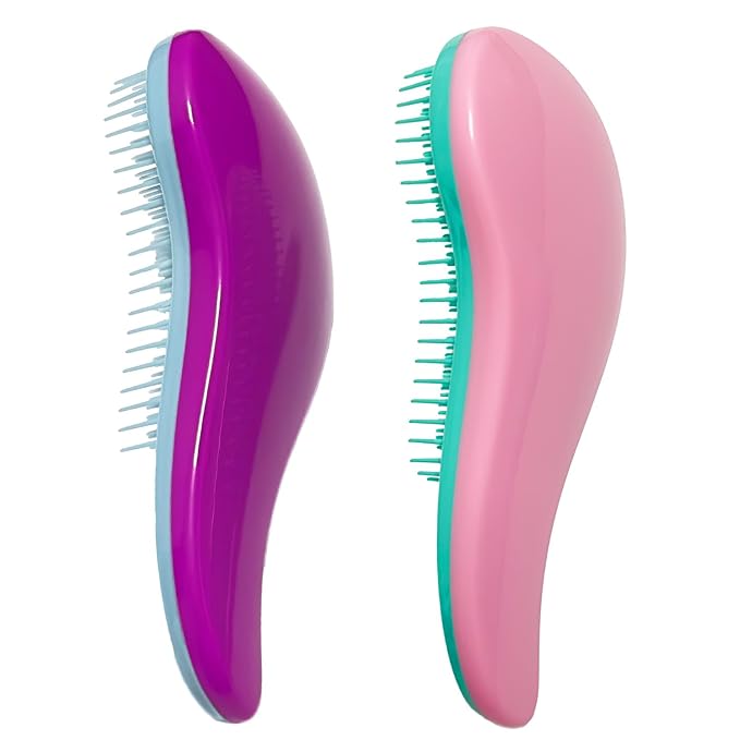 The Mini Detangling Brush, WYNK Dry and Wet Hair Brush Detangler for Traveling and Small HandsÃ¯Â¼ÂDetangling Comb Hair Styling Tools (2 Pack Pink&PurpleÃ¯Â¼Â