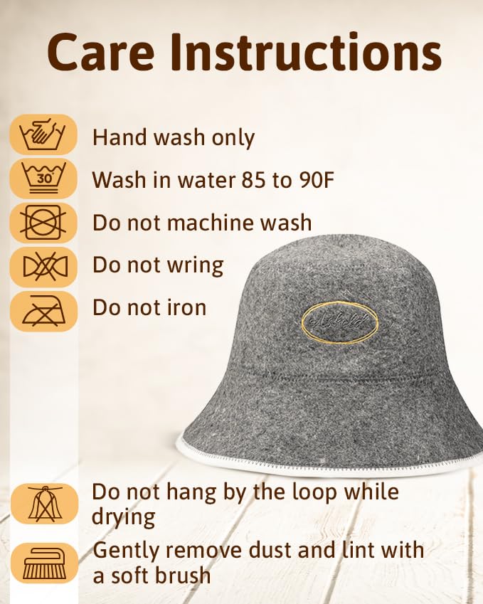 ASKOLD Sauna Hat for Women and Men - Natural Wool Sauna Bucket Cap to Protect Hair, Finnish Felt - Eco-Friendly Banya Hat Sauna Accessories (Gray)