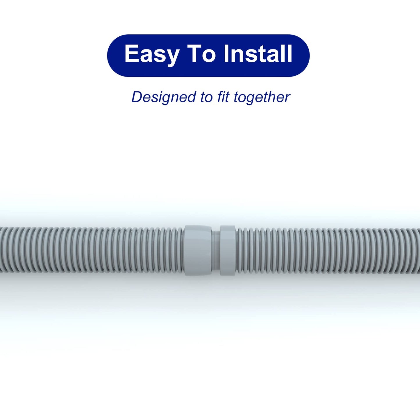 Poolvio Professional Swimming Pool Vacuum Cleaner Hose -1.5” 8 Piece Hoses for Pool Vacuum Extension/Replacement - Compatible with all Major Automatic Swimming Pool Cleaners