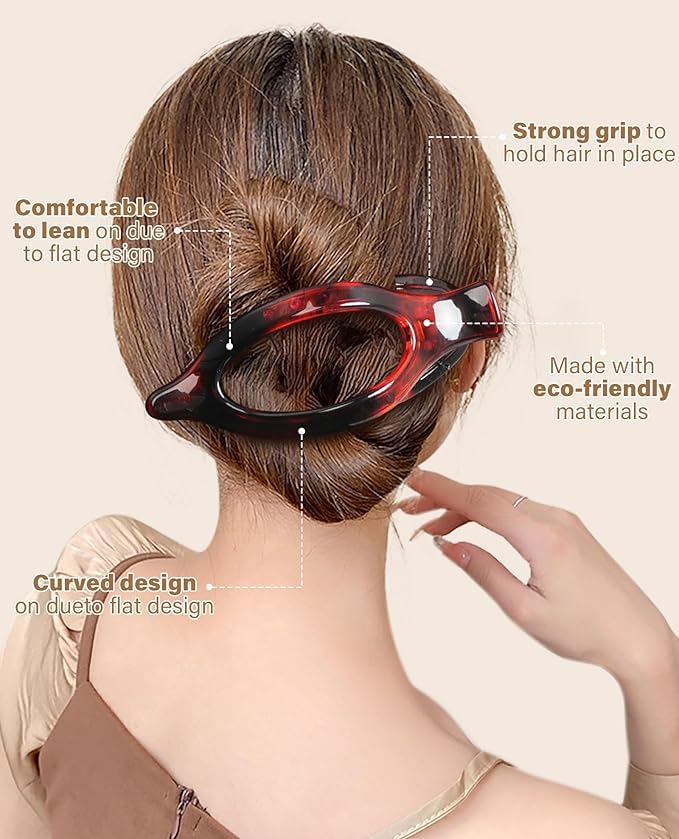 French Flat Hair Clips for Women - 6Pcs Flat Hair Claws for Thin Thick Hair Strong Hold No Slip Grip Hair Claw Clips for Women Girls (Matte Pinks(L:4.6 IN, W:1.97IN))