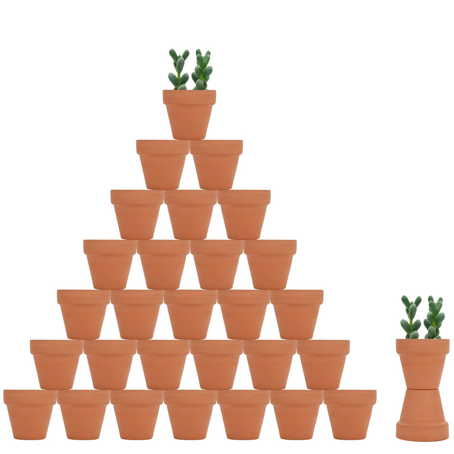 32pcs Small Mini 2" Terracotta Pot Clay Ceramic Pottery Planter, Cactus Flower Nursery Terra Cotta Pots, with Drainage Hole, for Indoor/Outdoor Succulent Plants, Crafts, Wedding Favor