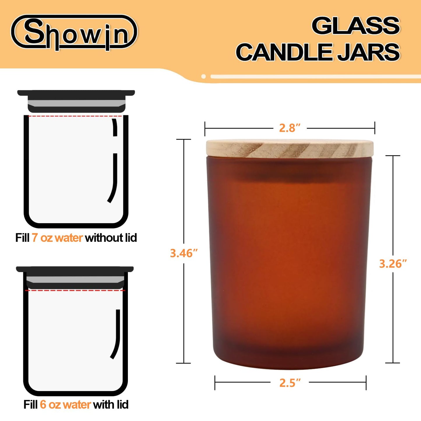 SHOWIN Thick Candle Jars for Making Candles 16 Pcs, 7 OZ Empty Jars with Wood Lids for Candle Making, Sample Container, Frosted Brown