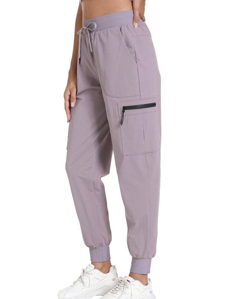 Womens Hiking Pants Water Resistant - Cargo Joggers for Women with Pockets Lightweight Quick Dry Travel Camping Pants (Tapered Primrose Purple, Small)