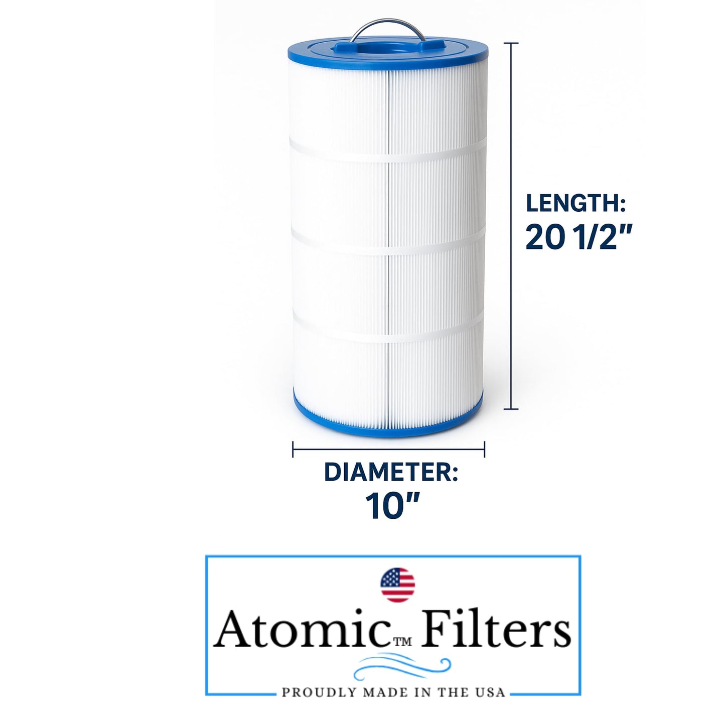 Atomic USA Made Spa Filter Compatible for Jacuzzi Sherlock 120 Replaces 42-3675-08-R Filbur FC-1401 Pleatco PJ120 Unicel C-9481 Length: 20 1/2" Diameter: 10" Drop in Hot Tub Filter Cartridge