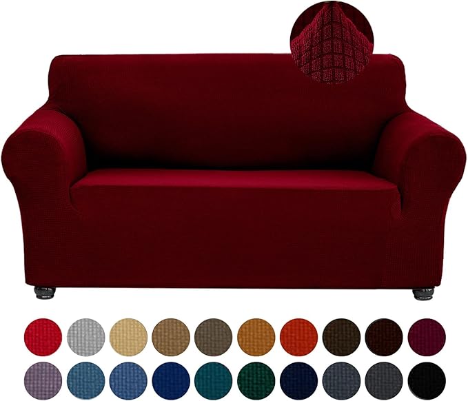 Joccun Red Dahlia Polyester Spandex Waterproof Solid Stretch Sofa Cover