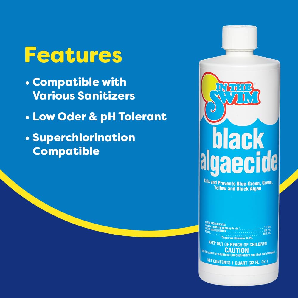 In The Swim Black Algaecide – Eradicates Black Algae in Swimming Pools - Copper Sulfate Pentahydrate - 1 Quart
