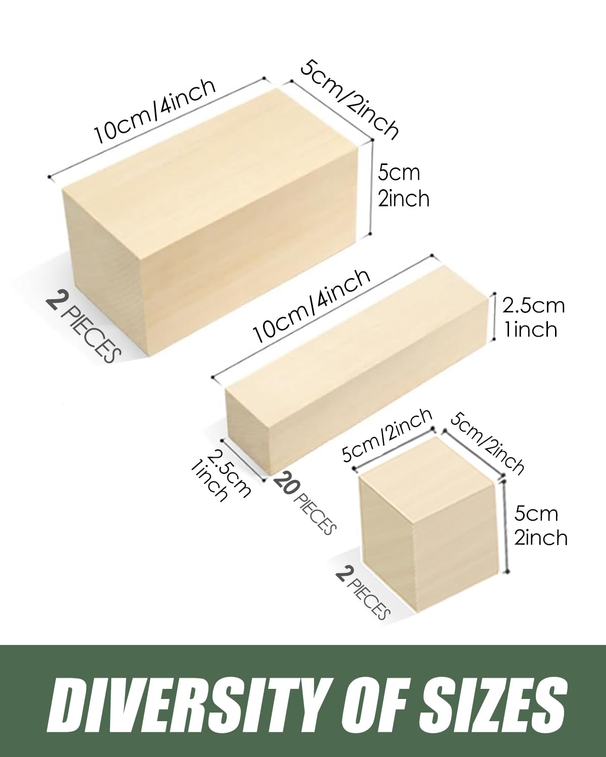 Basswood Carving Blocks 24PCS: Whittling Wood Blocks Wood Carving Kit with 3 Different Sizes - Soft Woodworking Blanks for DIY Crafts Beginners Adults
