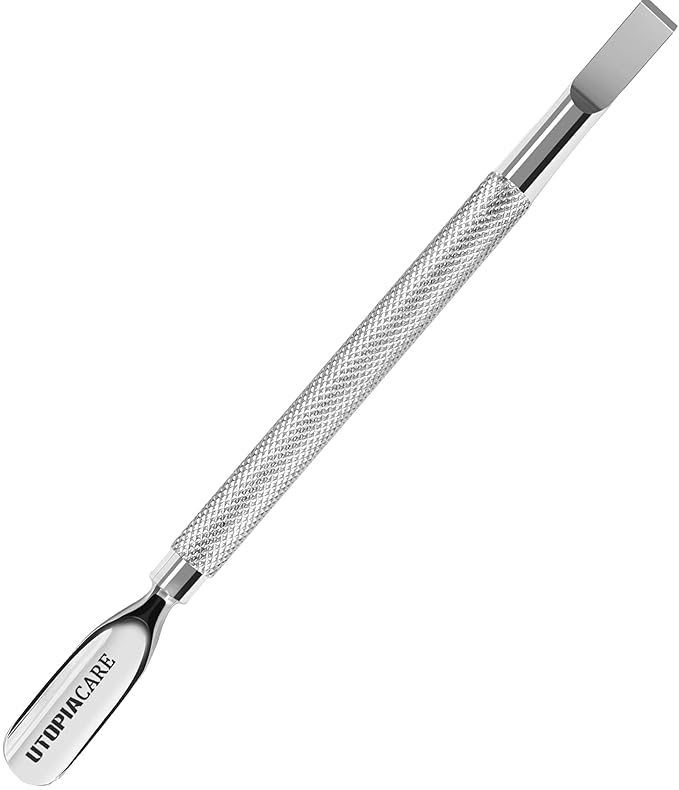Utopia Care Cuticle Pusher Tool & Spoon Nail Cleaner, Professional Stainless Steel Cuticle Remover & Cutter, Durable Manicure & Pedicure Tool for Finger & Toenails, Silver