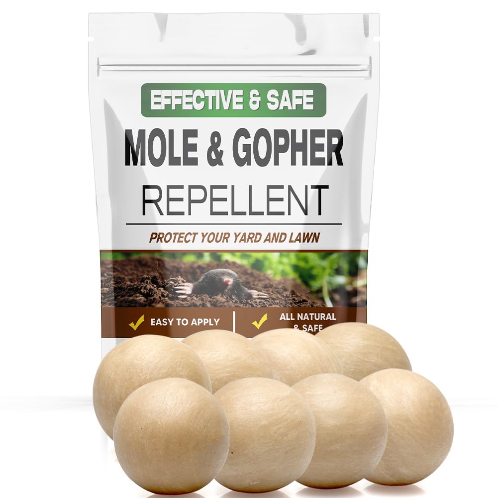 LEBMP Mole Repellent, Gopher Repellent, Groundhogs Repellant Outdoor, Vole Deterrent, Armadillo Repellent for Lawns, Keep Mole Out of Yard, Get Rid of Gophers, Covers Up to 120 Sq Ft-8Pcs