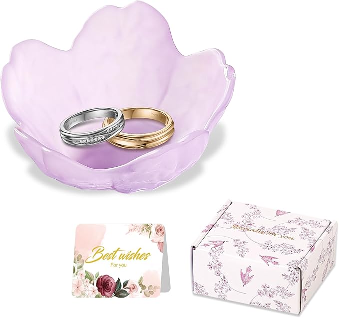 Gifts for Women Flower Jewelry Dish Ring Holder Jewelry Tray Vanity Organizer Room Decor Aesthetic Dorm Bathroom Decor Decorative Trinket Dish for Rings Earrings Necklaces Birthday Christmas Gifts