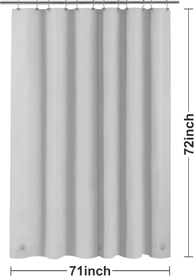 Barossa Design Shower Curtain Liner - Premium PEVA, BPA & PVC Free, No Chemical Smell, Lightweight Standard Size Shower Curtain with 3 Magnets, Metal Grommets -Silver Gray